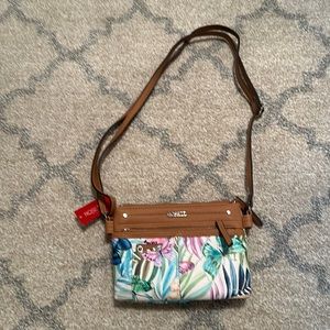 Butterfly leather crossbody